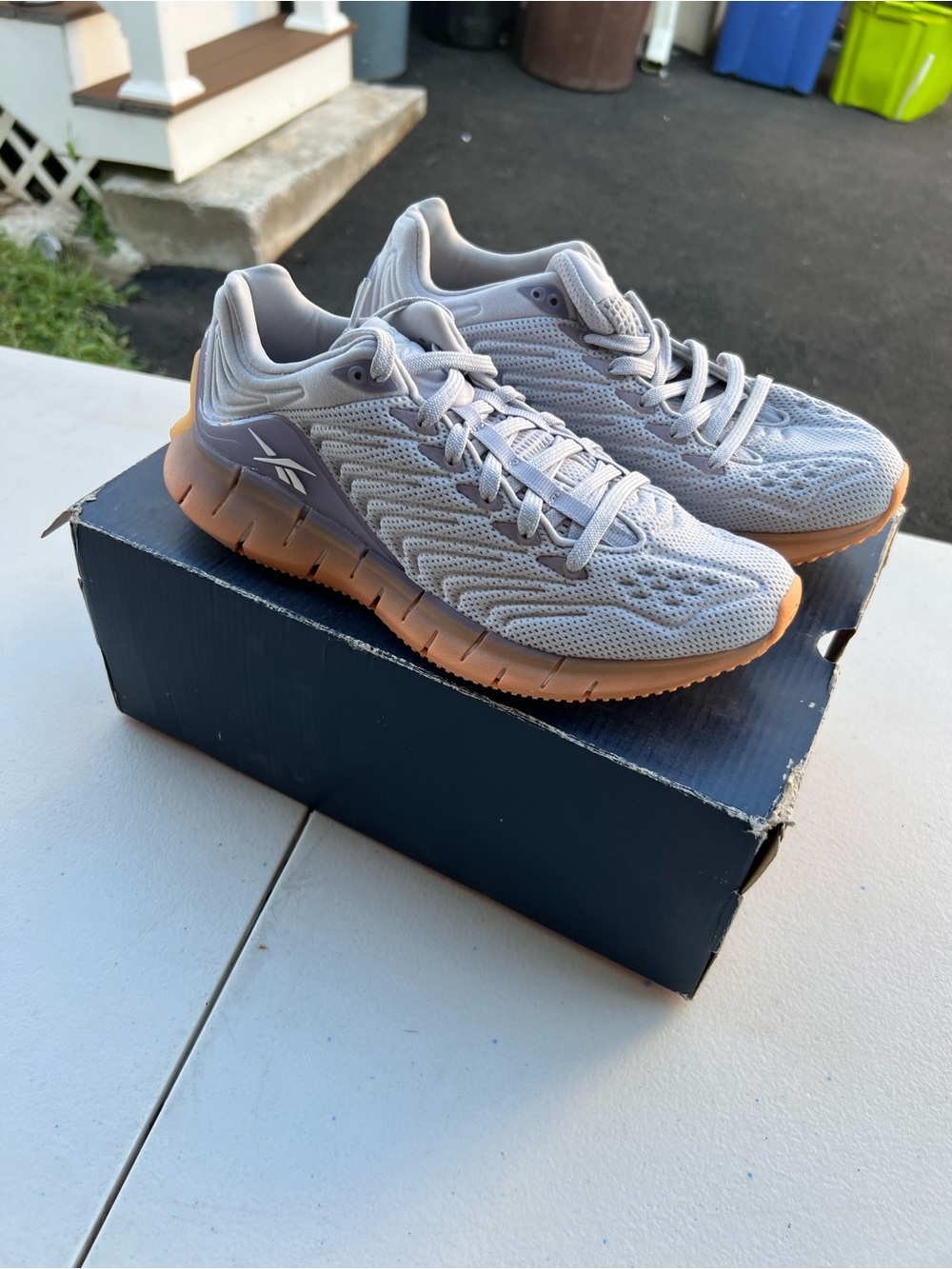Reebok Zig Kinetica Junior FW3022 Grey Violet Size 4.5 Kids Equiv Womens 6